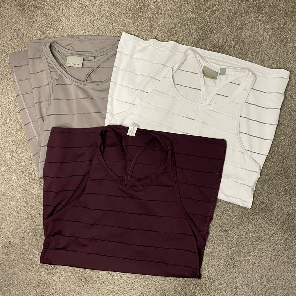 Athleta lot of 3 Racer Back Tank Tops Size XS